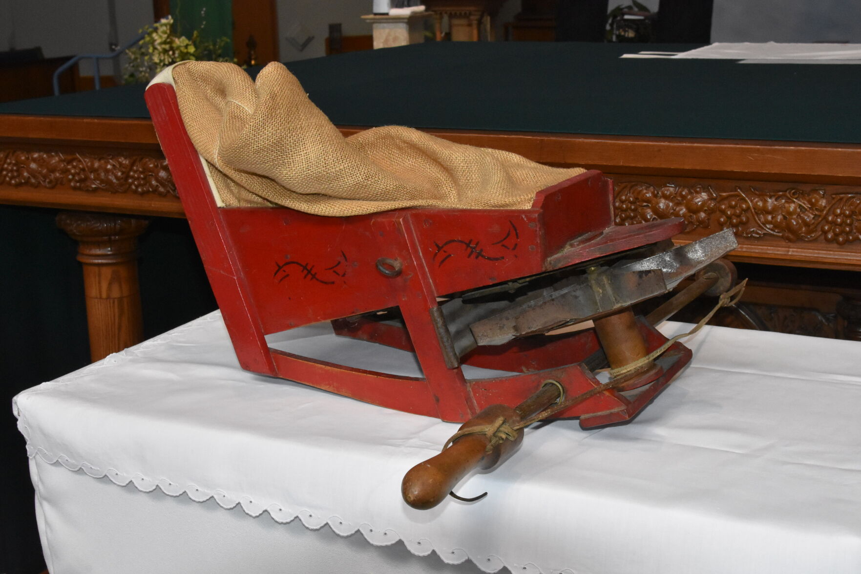 As a family of farmers, Msgr. Bluett used this seed sower to harvest barley in Ireland. The image depicts the knowledge he gained working on the farm, scattering seeds and trusting God to provide the water needed. "I had faith that in time God would provide a life giving crop, and he always did," he said. “This is pretty much the story of my life, but in this story I never did anything alone. All of you (parishioners) are the family that produces the life-giving crop that brings hope to the world.” He credited his parishioners for “the amazing harvest” that “changed countless lives.